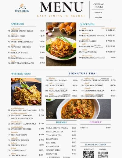 Restaurant menu the-green-beach-resort-restaurant-menu-sam-roi-yot.